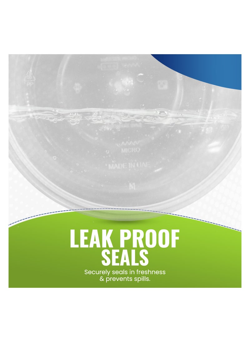 SNH Packing حزمة SNH 12 حاوية طعام بلاستيكية دائرية شفافة 225cc قابلة للاستخدام في الميكروويف مع أغطية، أوعية تحضير الطعام وتخزين الطعام البلاستيكية الشفافة القابلة لإعادة الاستخدام والتخلص منها، صندوق غداء - Image 3